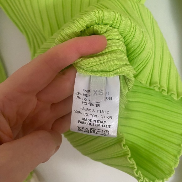esteban cortazar lime green ribbed sweater with ruffled sleeves size XS Italy - Picture 6 of 6